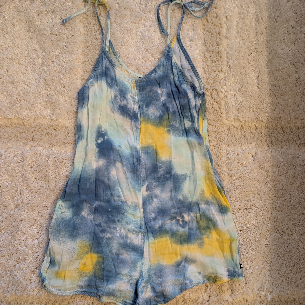 Blue and Yellow Tie-Dye Romper